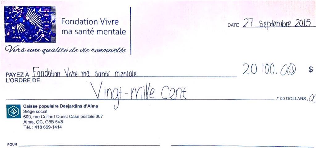 BoilyDavis's tweet photo. 20100$ remis à la Fondation vivre ma santé mentale pour le tournoi de golf Intersport Davis du 11 septembre dernier. http://t.co/qUABDSSCRR