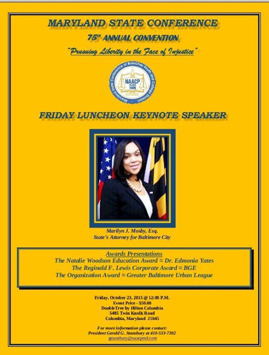 Maryland State Conference of NAACP Branches 75th Annual Convention, October 23-24, 2015