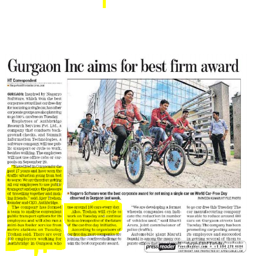 @ajaytrehan72 ,encourages the use of public transport, promoting the #carfreechallenge in #Gurgaon. @htTweets