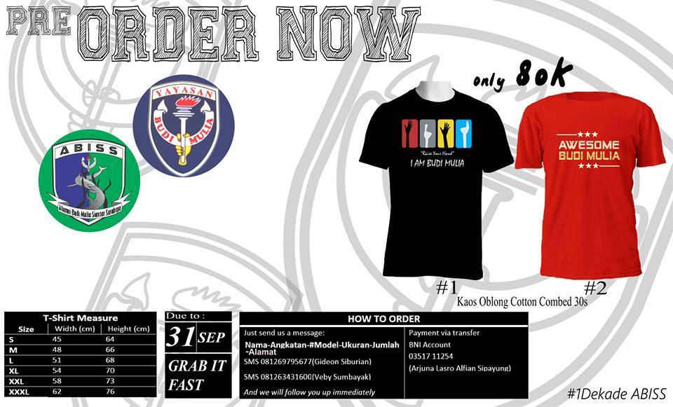 WeareABISS's tweet photo. Hello Bro n Sis, dalam menyambut #1DekadeABISS, ada yang baru nih! Baju yang pasti buat kamu makin kece! pesan yuk! http://t.co/Ke2n3fHANu