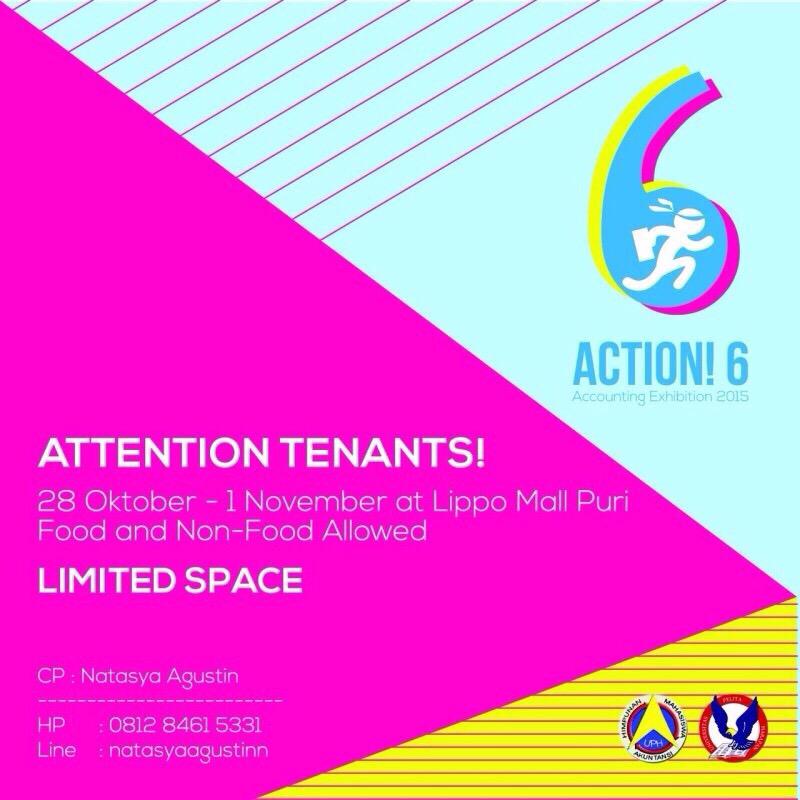 ATTENTION TENANTS! We invite you to participate in ACTION! 6 Bazaar. CP: Natasya (081284615331)