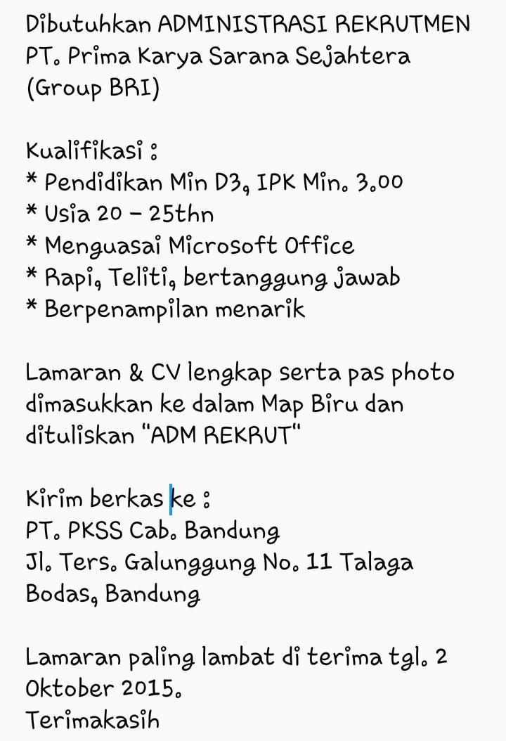 #loker #bandung #lokerbandung #rekrutmen #admin #D3 #lowongan #lowongankerja #lowonganbandung #lowongankerjabandung
