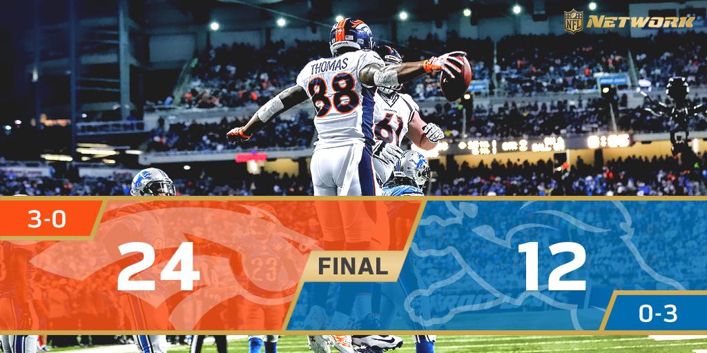 nflnetwork's tweet image. And with that, the @Broncos are now 3-0 on the season!

#DENvsDET