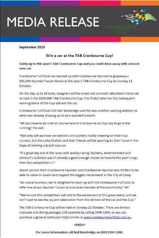 SthsideRacing's tweet image. Thanks to our good friends @3978Hyundai &amp;amp; @HyundaiAus one lucky person will win a new Tucson @tabcomau Cranbourne Cup