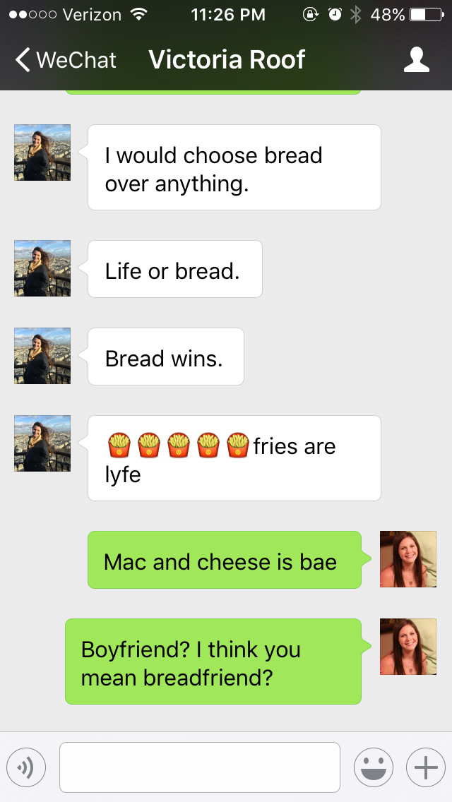 Kristy_Marie13's tweet photo. @Vikki_Rooftop our friendship in a nutshell #breadfriend http://t.co/Lz21P93o8k