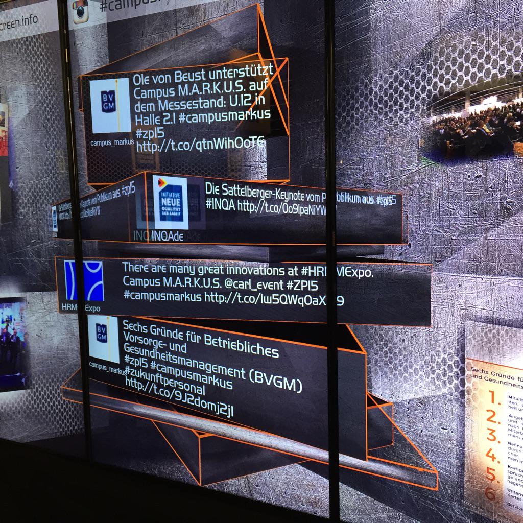 campus_markus's tweet image. Unsere Medienwand am Stand U.12 in Halle 2.1 kann noch mehr: Wir zeigen alles zu den Hashtags #zp15 und #campusmarkus