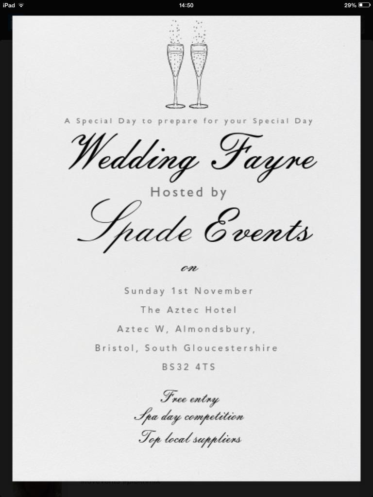 Wedding show Aztec Hotel 1st November