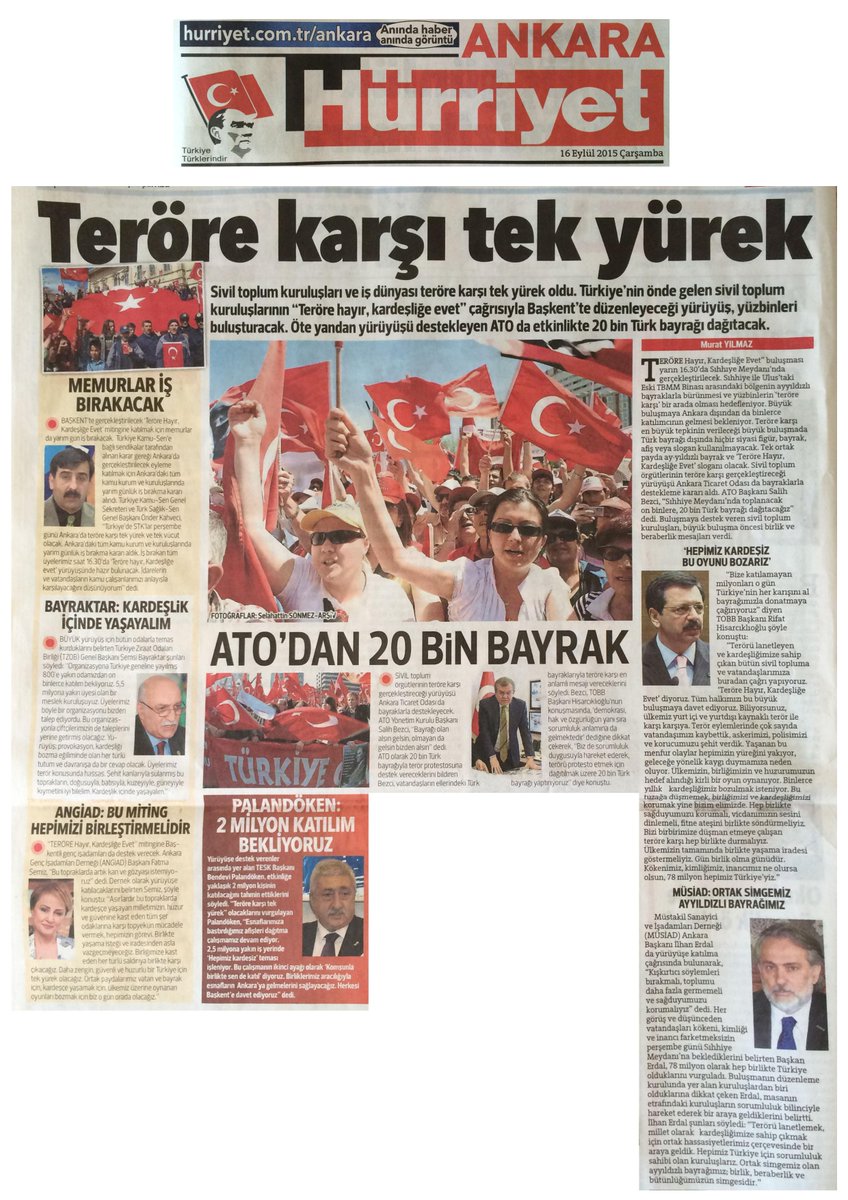 angiad1991's tweet photo. "Teröre Karşı Tek Yürek" @SEMZFATMA @HurriyetAnkara #terörehayırkardeşliğeevet @bayraginialgel http://t.co/5EueZZqlbe