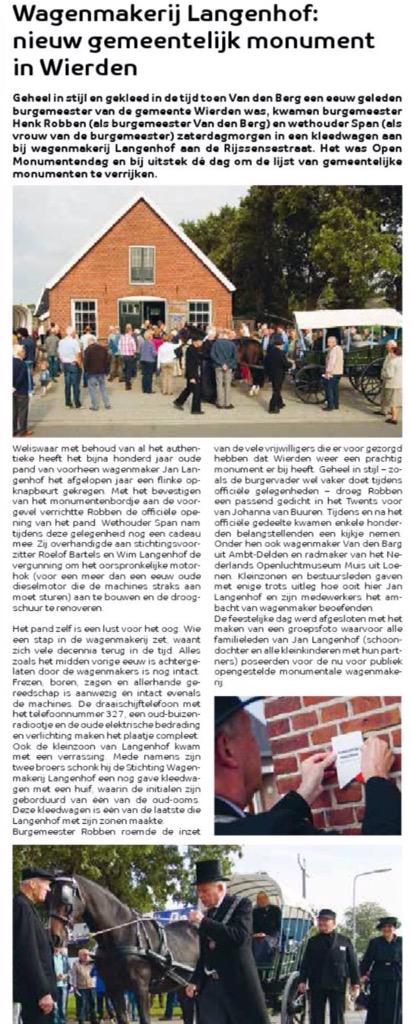 jrlangenhof's tweet photo. Nu in De #Wiezer artikel #opening #monument #Wagenmakerij.
#Wierden #OMD2015 #OpenMonumentenDag
@SimonDirksMedia http://t.co/SygXXmbM0s
