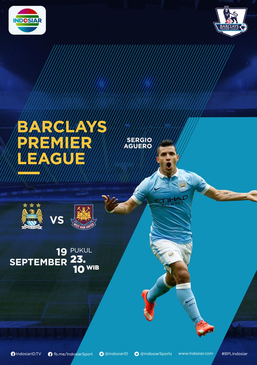 Indosiar's tweet photo. Sudah siap nonton aksi Sergio Aguero membela timnya Manchester City? Nonton #BPLIndosiar 19 September pkl 23.00 WIB http://t.co/dey4UfjVH5