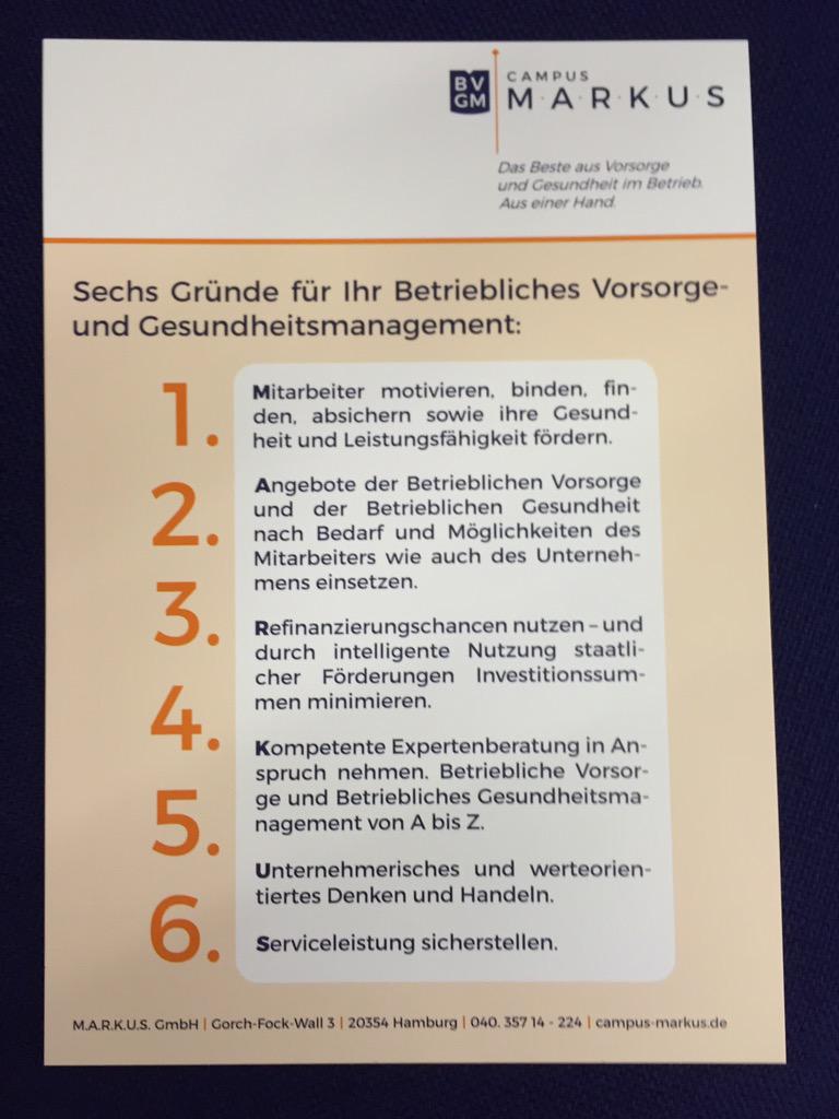 campus_markus's tweet image. Sechs Gründe für Betriebliches Vorsorge- und Gesundheitsmanagement (BVGM) #zp15 #campusmarkus #zukunftpersonal