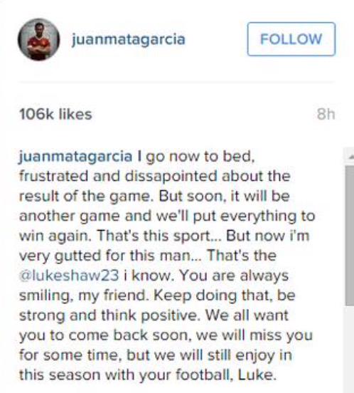 utdreport's tweet photo. Photo: Juan Mata's message to Luke Shaw [ig juan mata]: http://t.co/h4GVybQsrH