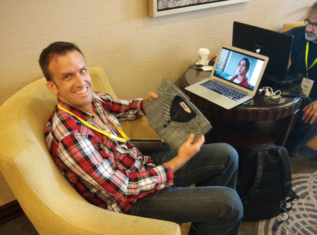 ZohoCreator's tweet photo. #ZohoCreatorWorkshop: #Toronto: Day 2: @PascalVeilleux looks genuinely delighted with the gift! http://t.co/du2BVcL9fD