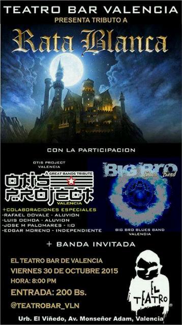@ElTeatroBar_VLN #TributoARataBlanca <a href="/rockenvalencia/">Rock en Valencia</a> <a href="/RockParaguana/">RockParaguana</a> <a href="/Venezuelarocker/">Venezuela Rockera</a> <a href="/jardindelrock/">Jardín Del Rock</a> <a href="/rockenvenezuela/">Williams Leon</a>