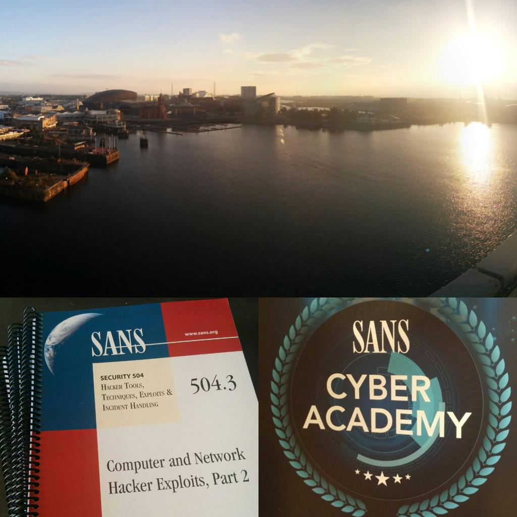 sneakymonk3y's tweet photo. Good morning Cardiff Bay - what a beaut! Another day at @SANSEMEA  #CyberAcademy learning 504 with @Nebulator http://t.co/3SLymlC7d5