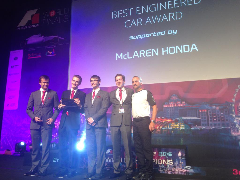 The Best Engineered Car Award goes to <a href="/LaminarRacing/">Laminar Racing</a> supported by <a href="/McLarenF1/">McLaren Mastercard Formula 1 Team</a> #F1inSchoolsWF