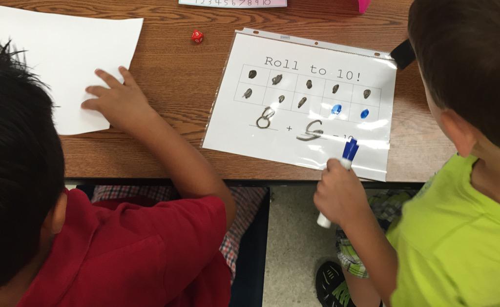 Using ten frames and practicing teamwork during math!