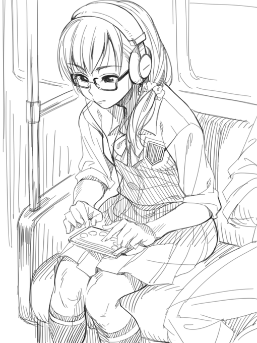 今日電車でみた熱心にスクフェスをやるJK 