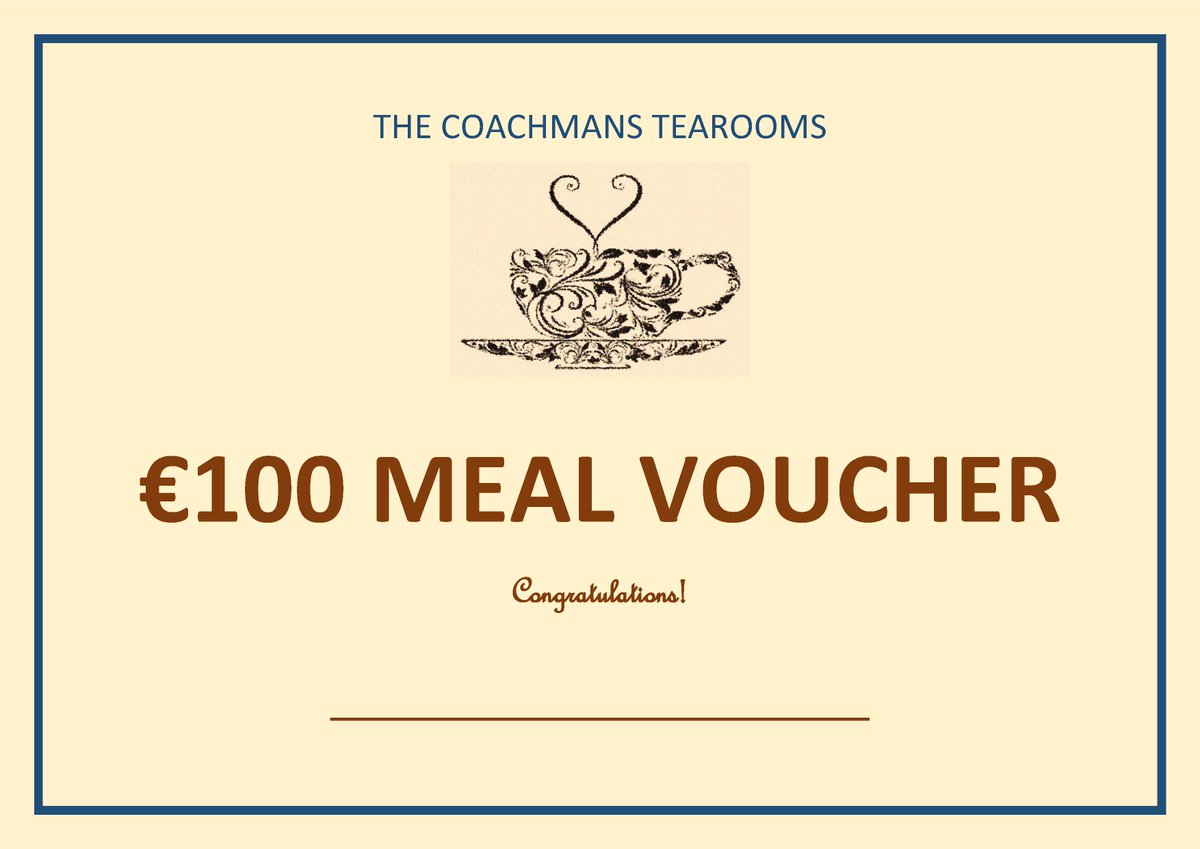 CTearooms's tweet photo. We are running a competition to win a €100 voucher, check out our facebook page-Coachmans Tearooms- on how to enter! http://t.co/XQ3uHDtkTa