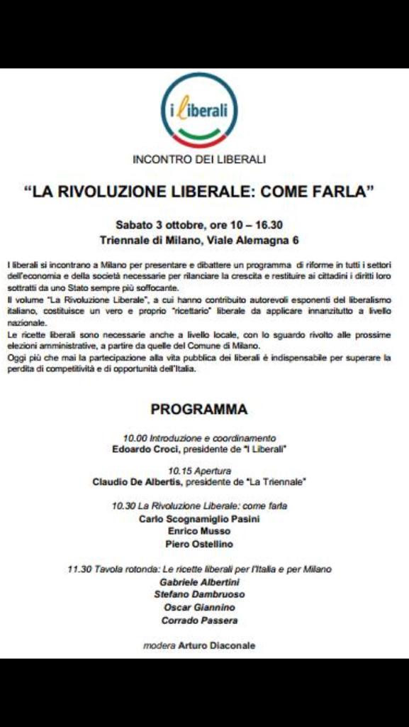 Edoardo_Croci's tweet photo. I #liberali si incontrano il prossimo 3 ottobre a #Milano per presentare e dibattere un profondo programma di riforme http://t.co/pcBlBhm7Sk