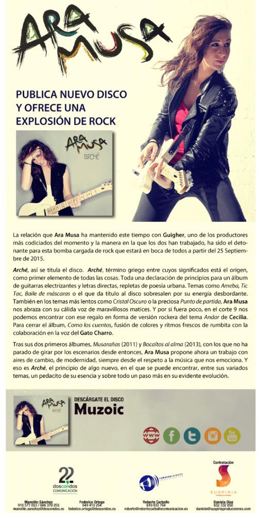ArtistaSuspiria's tweet photo. ¡Conoce a @AraMusaMusica! El 25 de Septiembre su disco #Arché a la venta! http://t.co/5ffkeX71ug