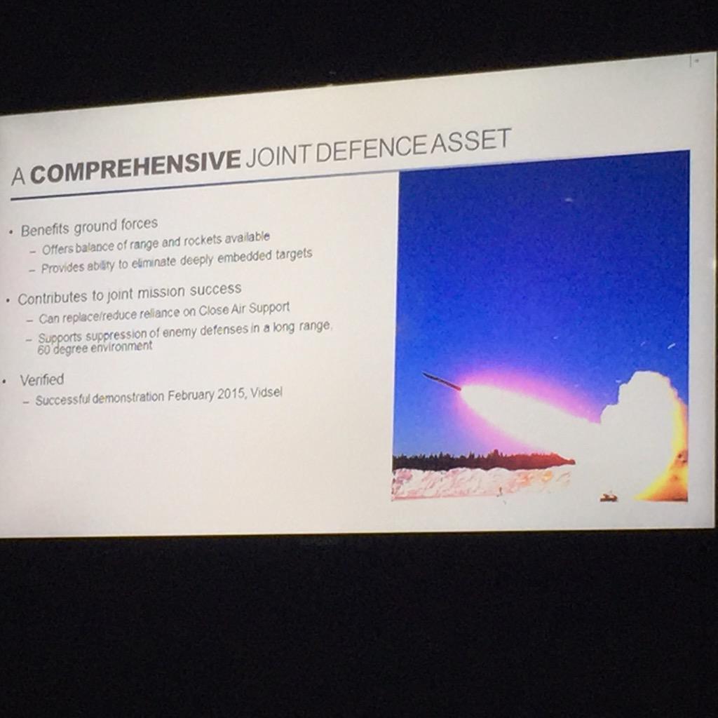 Saab's tweet image. &quot;We have taken two combat proven systems and integrated them into the #GLSDB with no min distance&quot;- Per Jarbur #DSEI