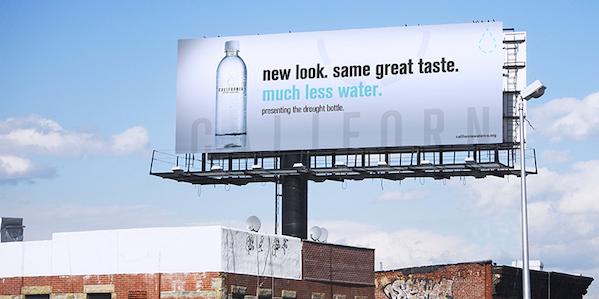 trendwatching's tweet photo. Water bottles reflect California's drought to raise awareness of the severe problem http://t.co/7S2x3F12Ws #VISUALOVE http://t.co/Vsd0y7eQwm