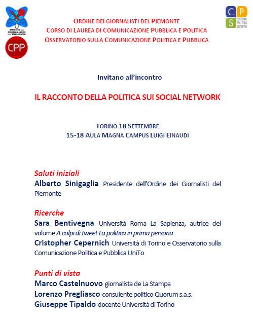 Il racconto della politica al tempo dei social network: #CPP inaugura l'A.A. #CPPiace #Unito #ComPol #giornalismo