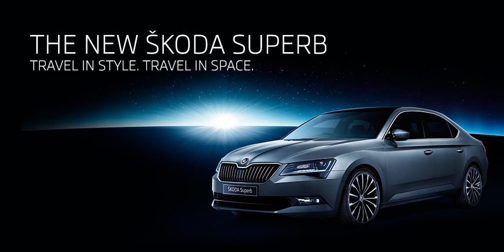 SKODAUK's tweet photo. The new ŠKODA Superb. Travel in style. Travel in space. Landing 18.09.15 http://t.co/xmXnqJCVjy http://t.co/gqe9muYqN7