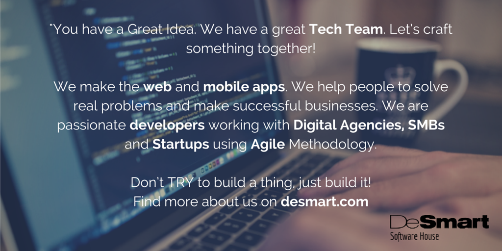 DeSmartcom's tweet photo. #app #mobile #web #agile #remote #developers #devs #development #startup #smb #digitalmarketing #needdevelopers http://t.co/njrgGHOIl6