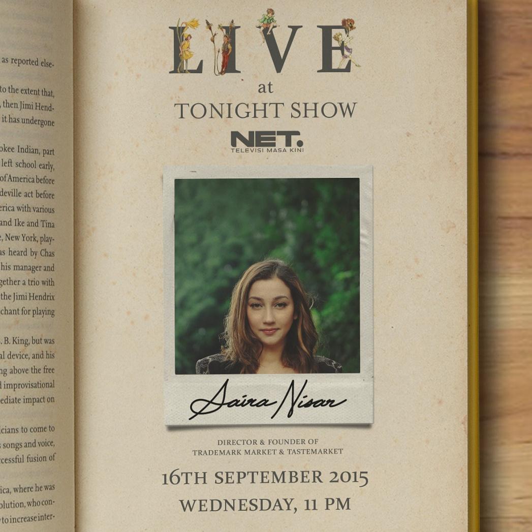 trademark_mrkt's tweet image. There she goes! @SairaNisar will be LIVE at #TonightShow_NET @netmediatama at 11 pm tonight for #Trademark7!