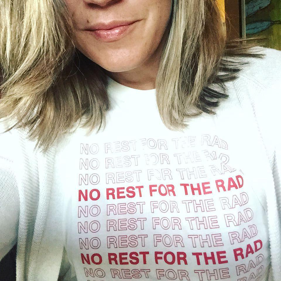 sarabozich's tweet photo. Shirt seems appropriate as I chase wifi early in the morning. #norestfortherad #blogger #w… http://t.co/xuuIVNsLB2 http://t.co/VW1snPy5iG