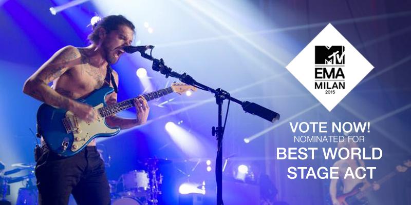BiffyClyro's tweet photo. Biffy Clyro have been nominated for #BestWorldStage act at the 2015 #MTVEMAs. Vote now @ http://t.co/shUN7YQvBJ http://t.co/fPzxp7BC5m