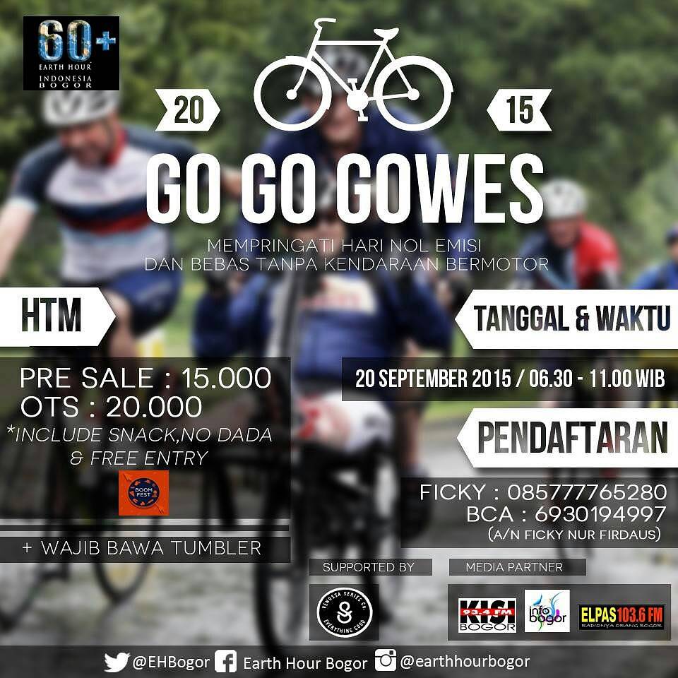 EHBogor's tweet photo. Masih ada kesempatan utk kamu yg mau ikut #GoGoGowes hari MINGGU, 20 SEPT 2015 di GOR Pajajaran Bogor. Yuk daftar! http://t.co/yPPkY5bK85