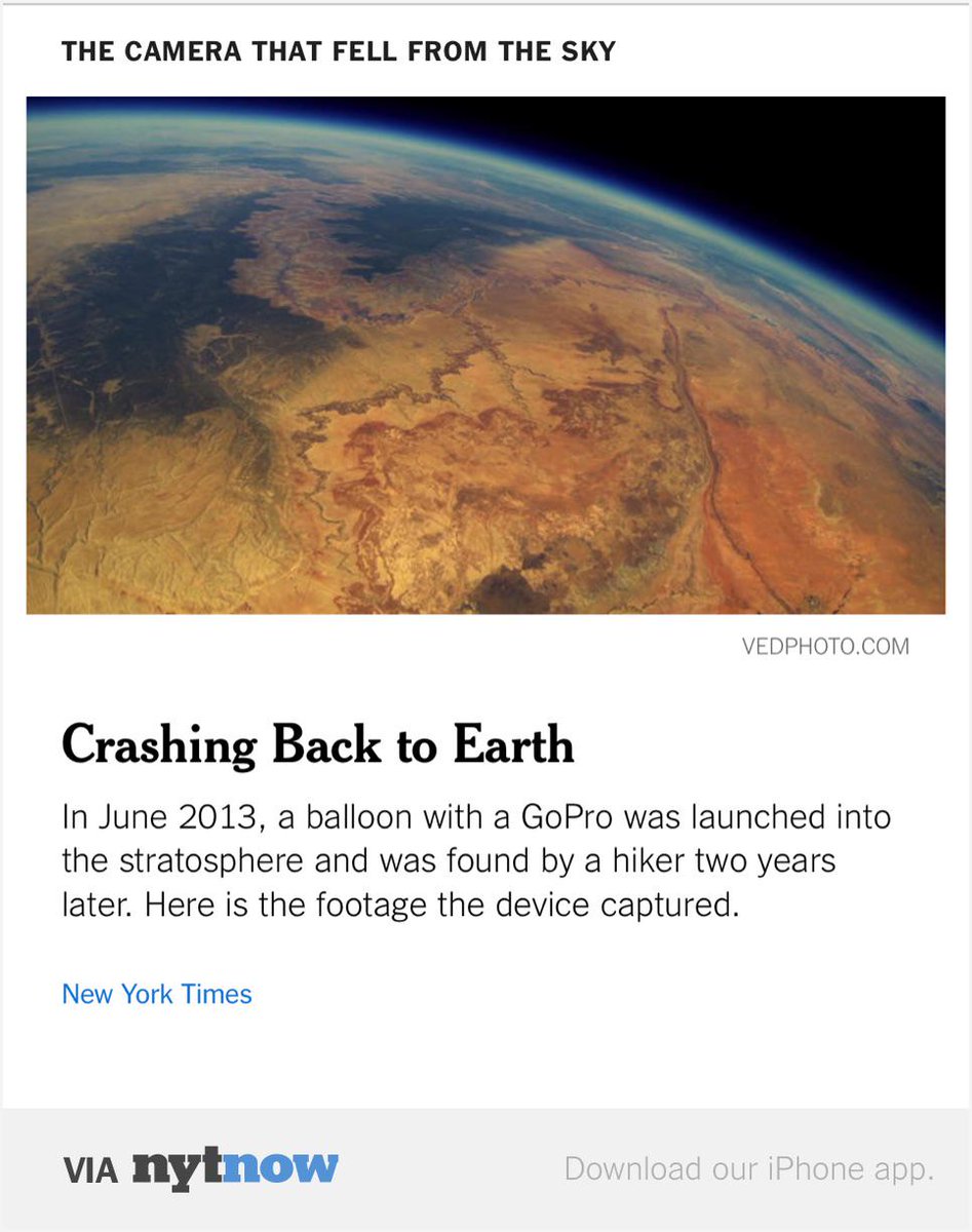 robheyvaert's tweet photo. The GoPro That Fell to Earth – via @NYTNow that's what I call a journey http://t.co/N9qts67tEo http://t.co/Xhufw9gY45