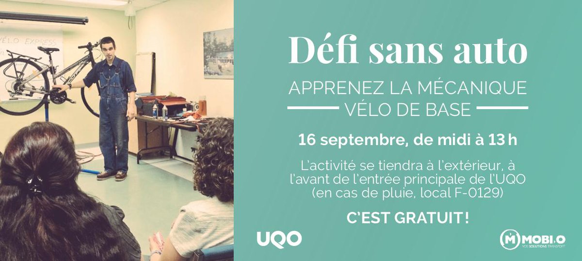 UQO's tweet photo. #UQO #defisansauto atelier mécanique vélo @UQO ce midi http://t.co/4zkX1E71hp