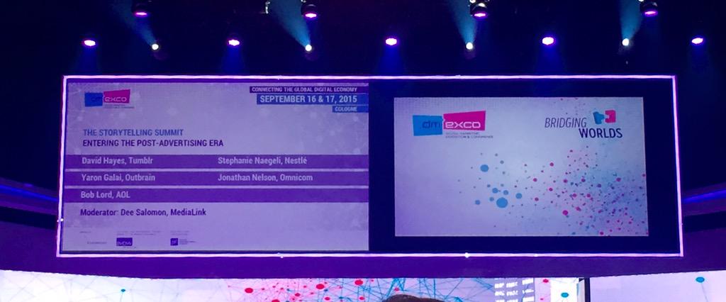 Up next The Storytelling Summit, entering a post advertising era #Dmexco2015