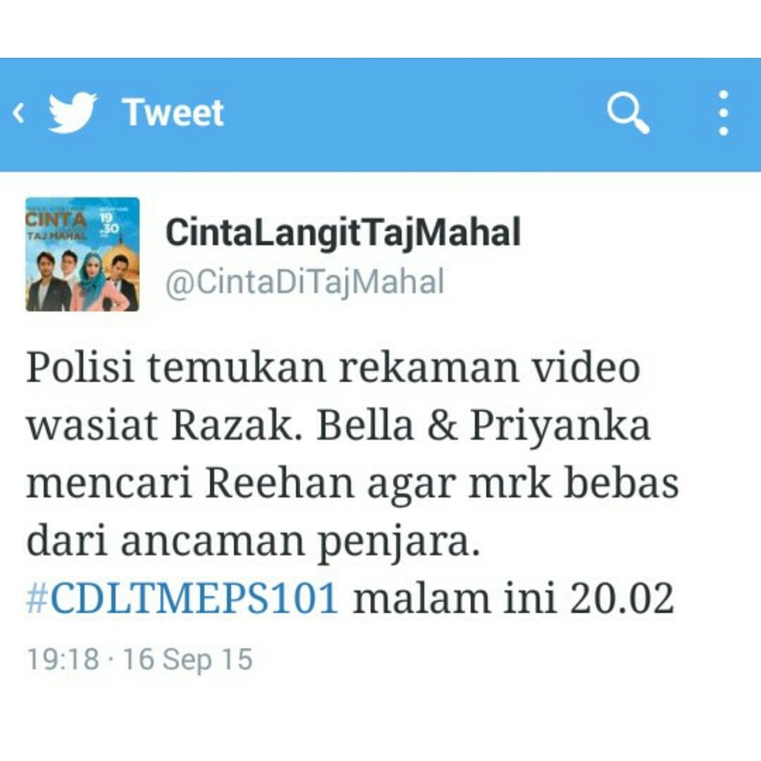 evansanders_spt's tweet photo. Evaners, sesaat lagi... Kita lanjut nonton @CintaDiTajMahal #CDLTMEPS101 hanya di @whatsonANTV Selamat menyaksikan π http://t.co/AgNZOsLFLf