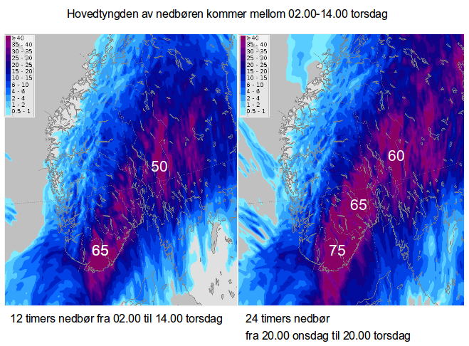 Meteorologene's tweet photo. Mye nedbør neste 24 timer, mest fra 02.00 til 14.00 torsdag #Østafjells #Petra #ekstremvær http://t.co/tRc7r0Atqs