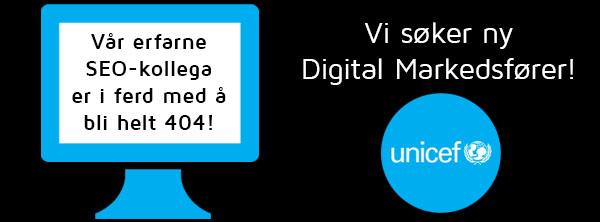 UNICEFNorge's tweet photo. Vi søker ny Digital Markedsfører med sterk kommersiell teft og et drivende engasjement. http://t.co/GOJu5zpfhn http://t.co/ZkEAXjy54A
