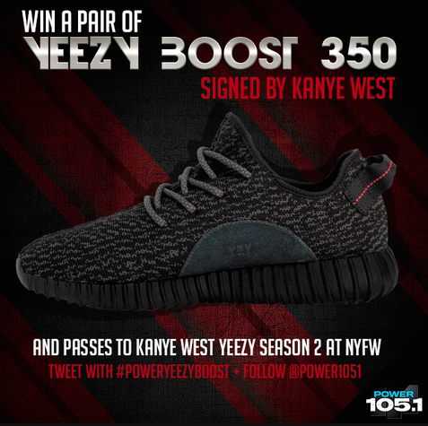 Power1051's tweet photo. Congrats Kevin G from Edison, NJ  🎉 🎉  Kev won our #POWERYEEZYBOOST contest - Enjoy em kicks AND Ye's #NYFW show 🙌 http://t.co/vXTdiHVhwu