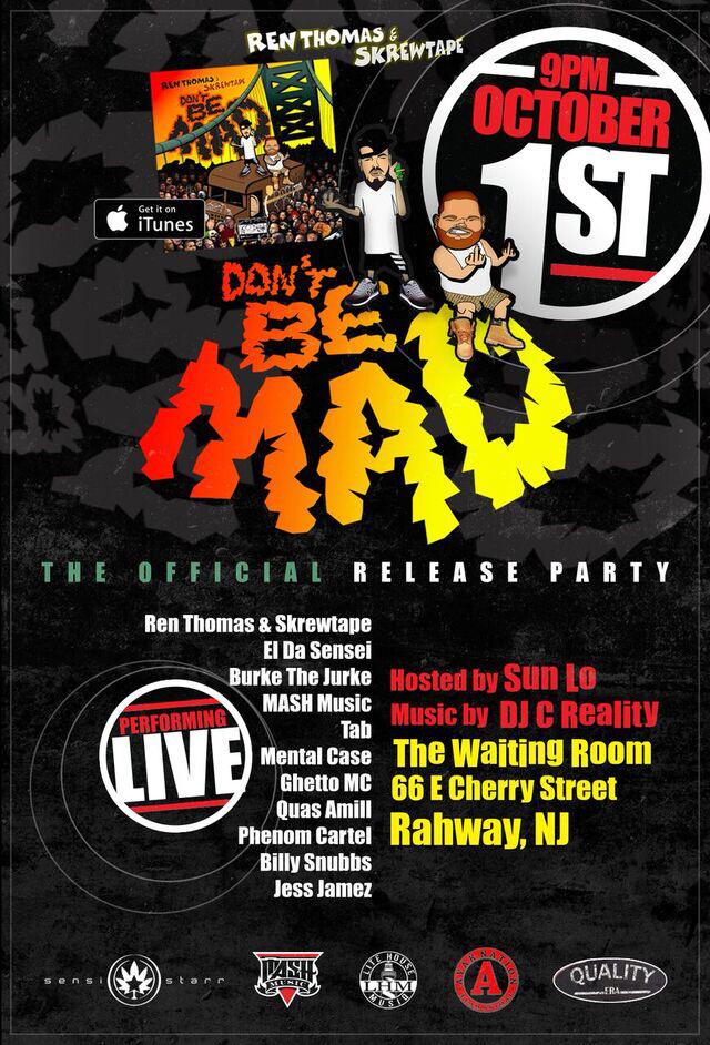 MASHEverything's tweet photo. [UPCOMING EVENT] @RenThomasMusic x @SKREWTAPE84 #DontBeMad release party w/ MASH Music, Sensi Starr &amp; many more live: http://t.co/eHAYjWefzp