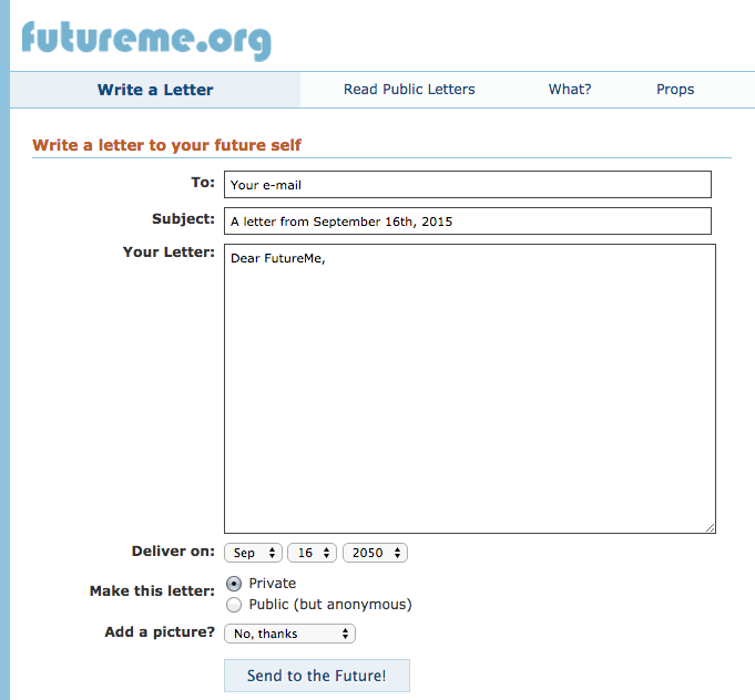 StartupBunny's tweet photo. FUTURE ME : Send a letter to the future! http://t.co/CVwpz8XB6x @futureme #tech #fun http://t.co/rq2koiiQjW