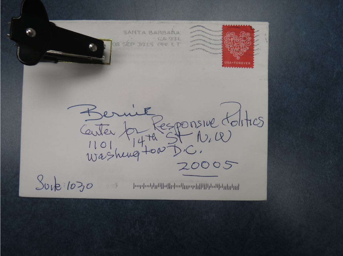 skrmhlz's tweet photo. Aaand the checks--and greeting cards! with Forever heart stamps!--keep coming. @OpenSecretsDC #Bernie #doesntworkhere http://t.co/FOYDAisPpd