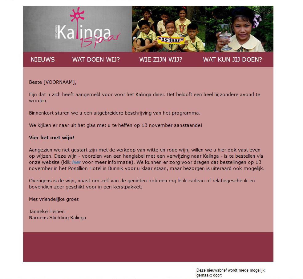 Mooie #email #marketing #case #stichting #Kalinga #benefietdiner #30knots