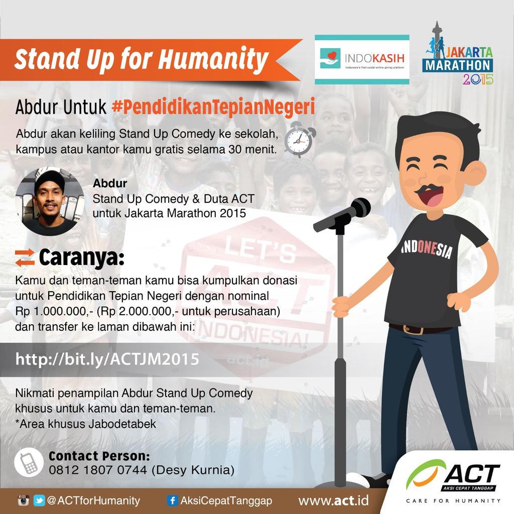 muhadkly's tweet photo. Ayo undang @abdurarsyad untuk stand up di sekolah/kampus/kantor kamu. #PendidikanTepianNegeri http://t.co/9qlTDVhIp2