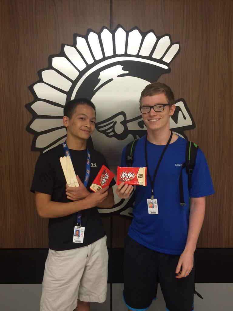 JHS_Engineering's tweet photo. Awesome first meeting today.  Congrats to the winners of our design competition, Jonathan Jin and Gatlan Nail! http://t.co/6TofvZhGe4