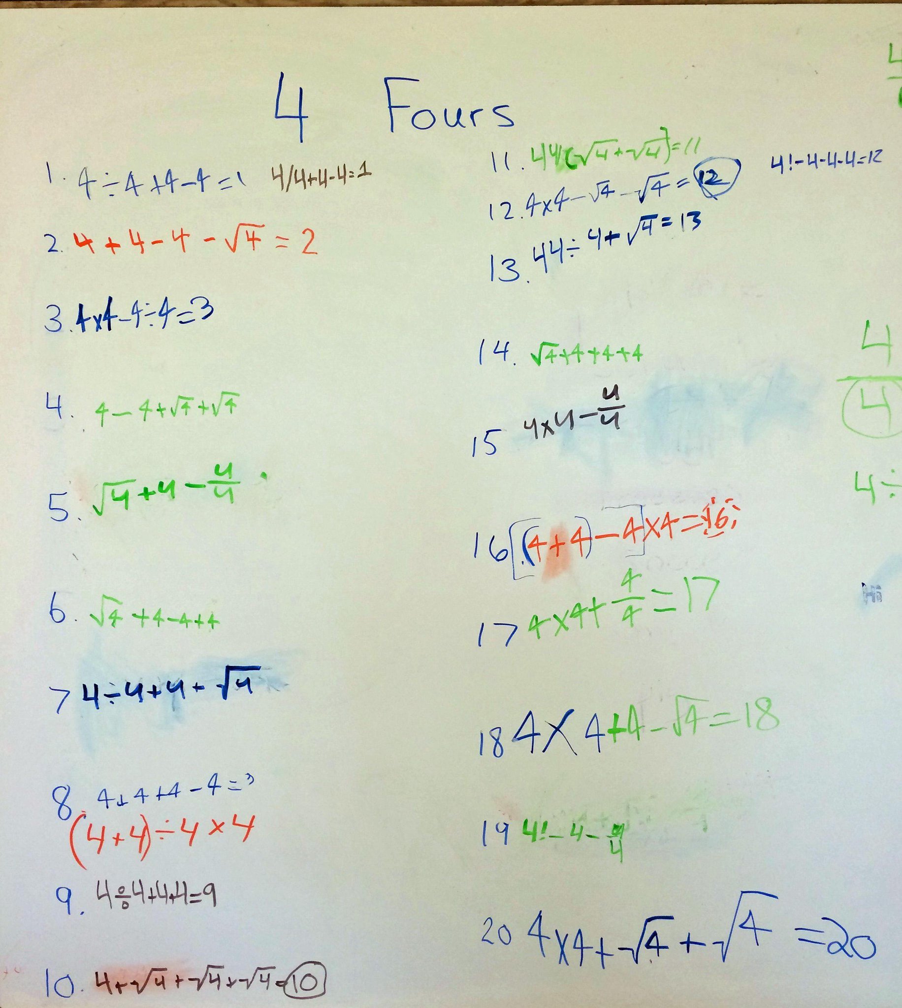 How To Make 20 With 4 Fours