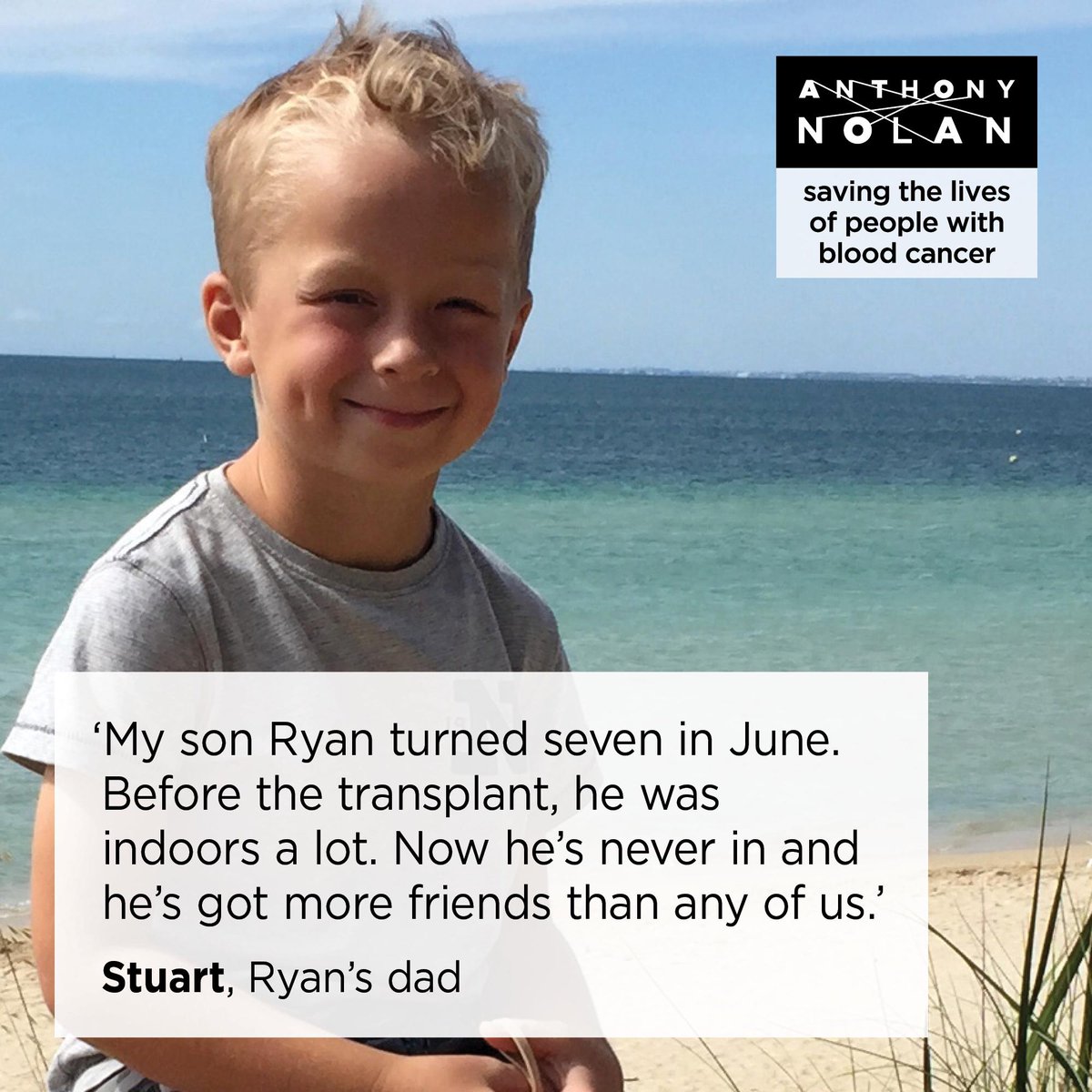Tweet "I #vote for <a href="/AnthonyNolan/">Anthony Nolan</a> #UpgradeYourWorldUK" and help us win £32k so we can save more people like Ryan.