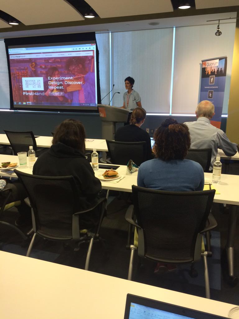 Quorum_Sc's tweet photo. @firsthandphilly comes to #LFHM to give an overview of what they offer and how to become more involved! http://t.co/zO1FqFi9pp